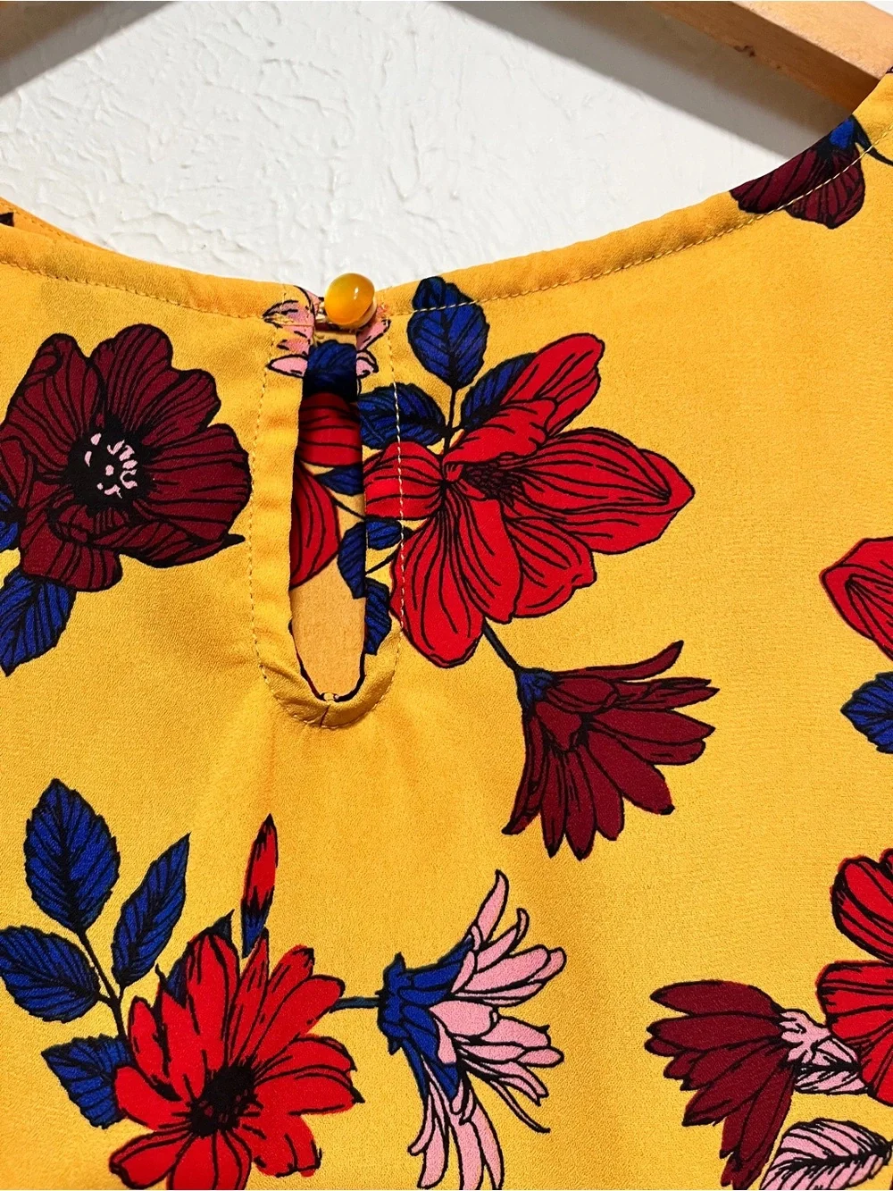 art class Mustard Floral Tie-Front Blouse
